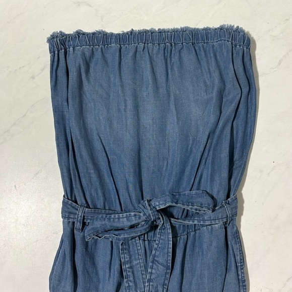 Cloth & Stone Chambray Strapless Wide Leg Jumpsuit Size Medium Boho Hippie - Picture 4 of 6